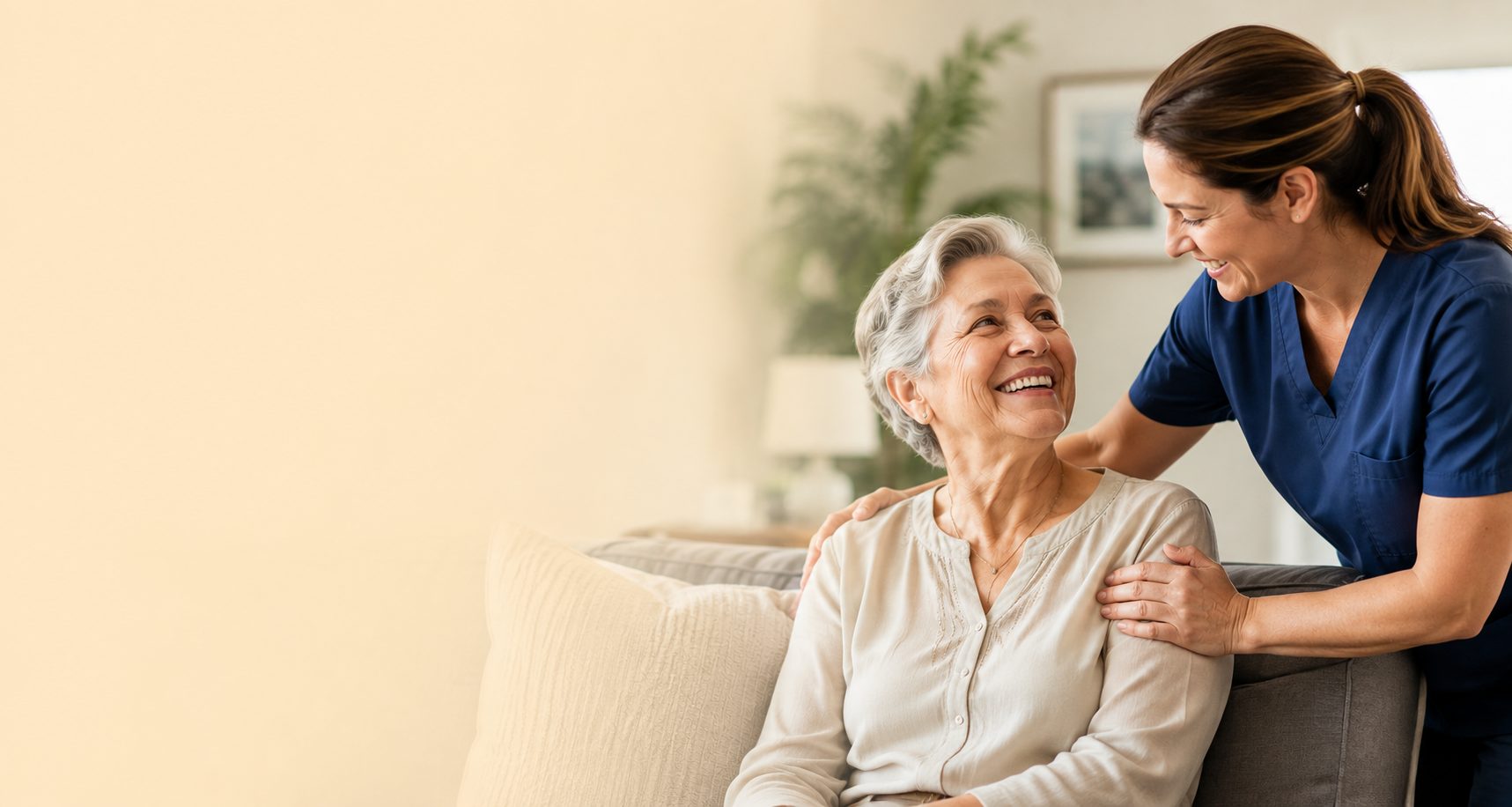 A caregiver supporting an older adult at home